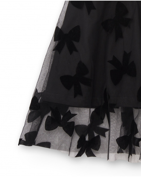 Jupe en tulle noir imprimé nœud fille collection Magic Poetry