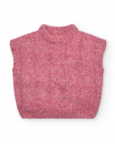 Gilet fille en maille tressée rose de la collection Central Park