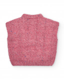 Gilet fille en maille tressée rose de la collection Central Park