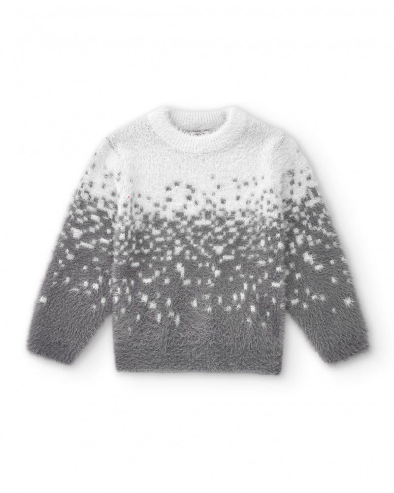 Pull fille blanc et gris effet dégradé collection The Land Of Ice