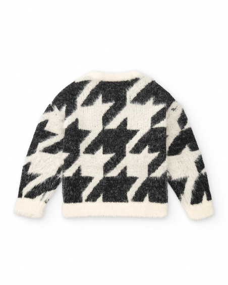 Pull en tricot doux à imprimé pied-de-poule de la collection Rock N Love pour filles