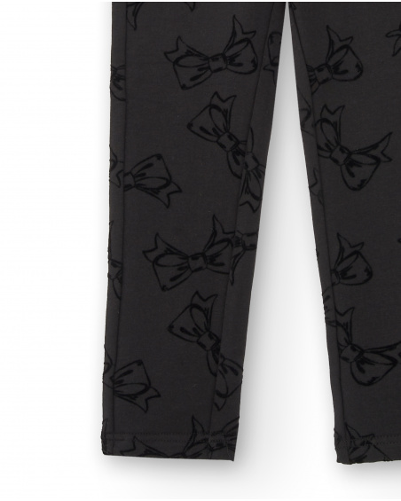 Legging noir imprimé nœud fille collection Magic Poetry