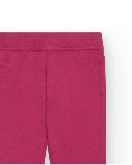 Legging fille de couleur fuchsia avec détails poches Collection Basics Girl