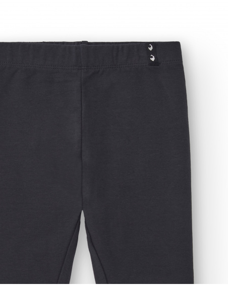 Legging fille gris foncé détails boutons collection Basics Girl