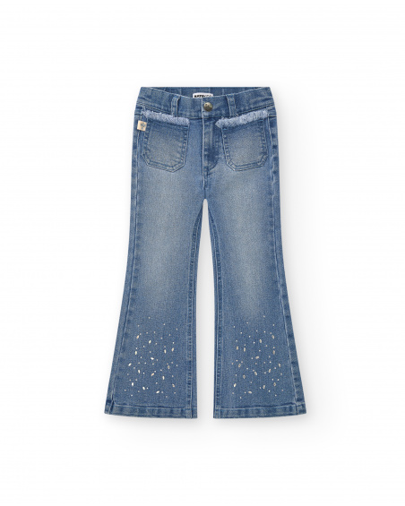 Jean fille bleu avec détails appliqués en métal collection The Land Of Ice