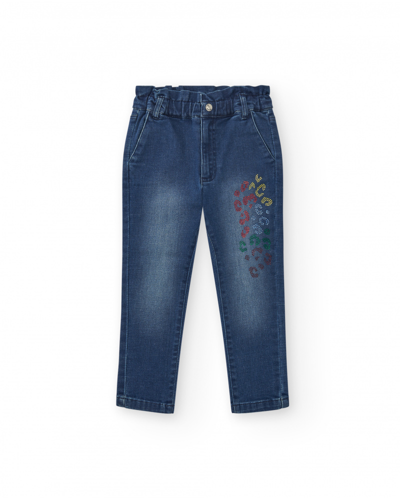 Jean fille avec détails imprimés fleuris collection Living in Colors