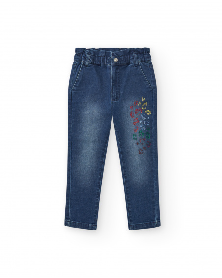 Jean fille avec détails imprimés fleuris collection Living in Colors