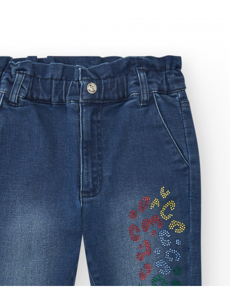 Jean fille avec détails imprimés fleuris collection Living in Colors