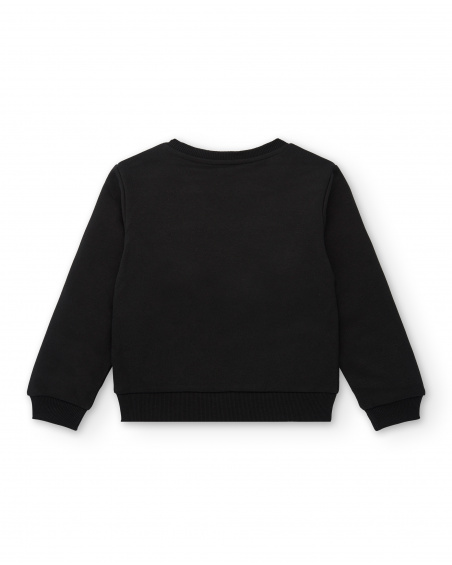 Sudadera negra con estampado "Love Story" en rosa para niña colección Magic Poetry