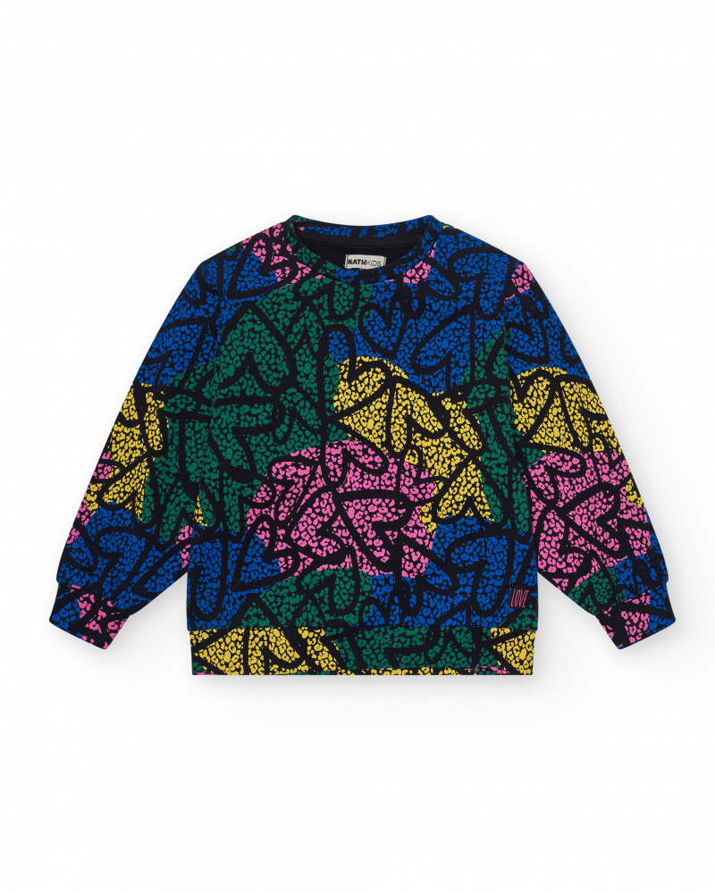 Sudadera estampada multicolor para niña colección Living in Colours
