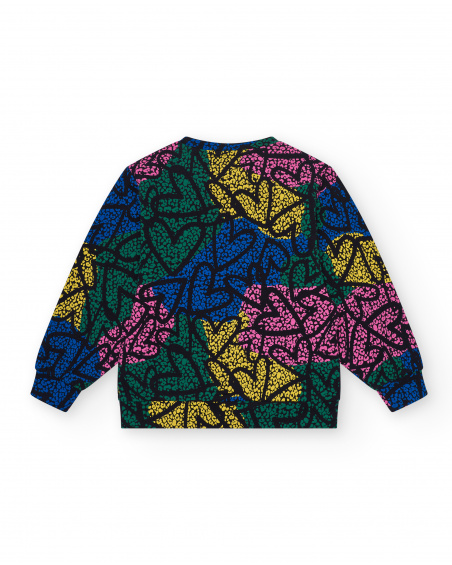 Sudadera estampada multicolor para niña colección Living in Colours