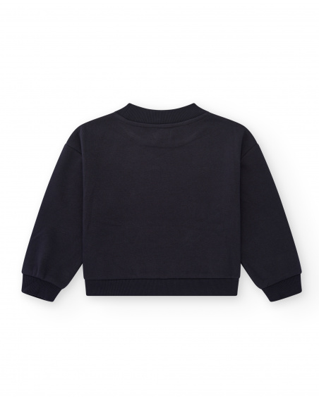 Sudadera negra con flor de lentejuelas para niña colección Galactic Garden