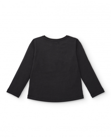 Camiseta de manga larga con estampado geométrico en negro para niña de la colección Central Park