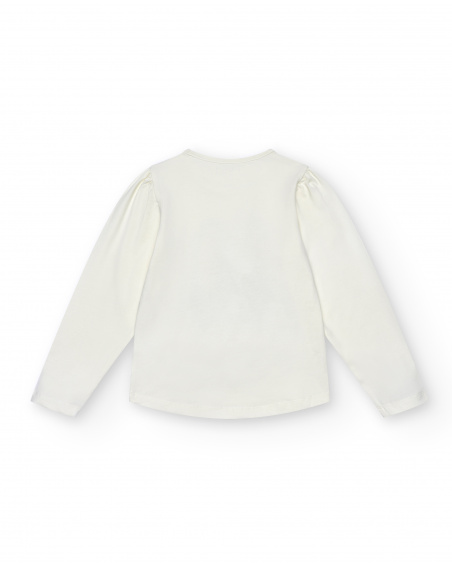 Camiseta blanca con estampado de bailarinas para niña colección Magic Poetry