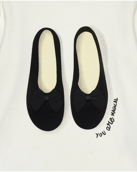 Camiseta blanca con estampado de bailarinas para niña colección Magic Poetry