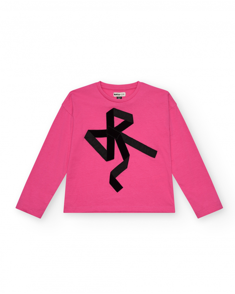 Camiseta rosa con lazo negro para niña colección Magic Poetry