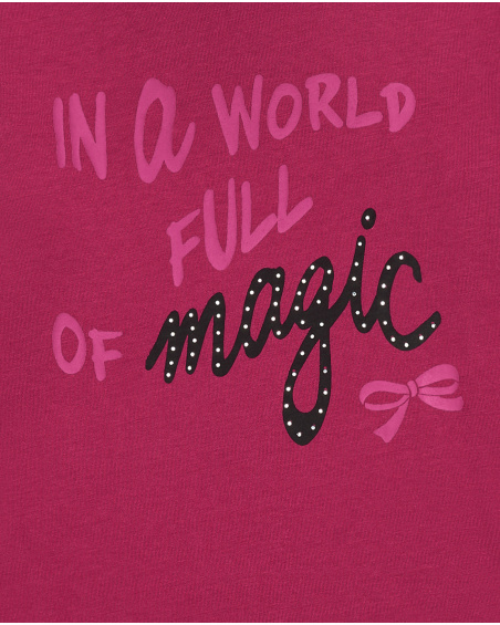 Camiseta fucsia con estampado "In a World Full of Magic" para niña colección Magic Poetry