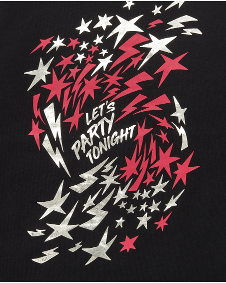 Camiseta negra con estampado de estrellas para niña de la colección Dive into the night