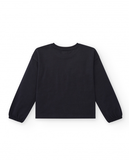 Sudadera negra con estampado de corazón para niña colección Living in Colours