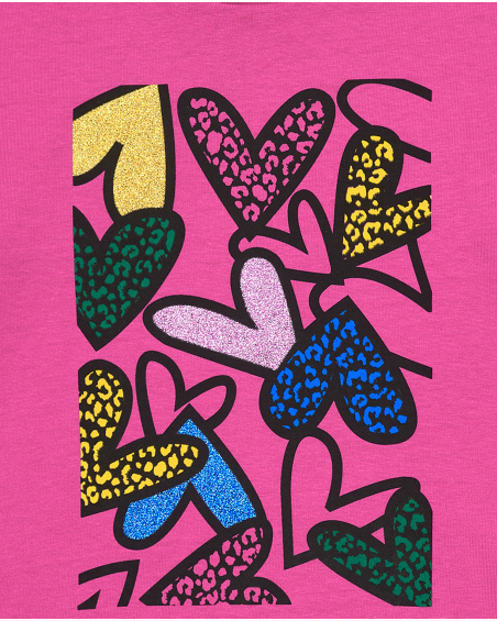 Camiseta rosa con estampado de corazones para niña colección Living in Colours
