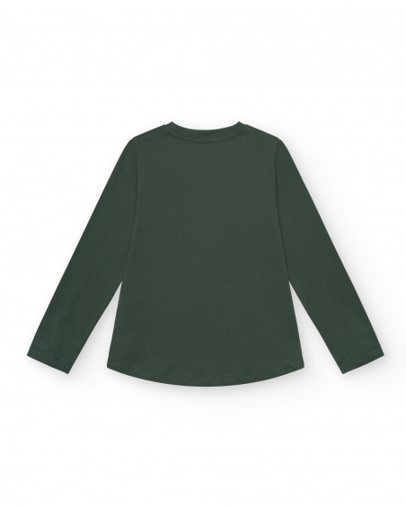 Camiseta verde de manga larga con corazón estampado colección Rebel Dreamers