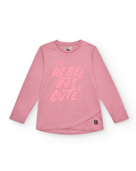 Camiseta rosa de manga larga con mensaje "Rebel But Cute" colección Rebel Dreamers