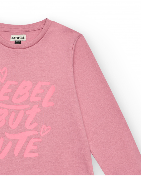 Camiseta rosa de manga larga con mensaje "Rebel But Cute" colección Rebel Dreamers