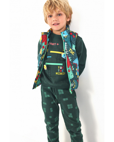 Pantalones para niño con estampado de píxeles en tonos verdes