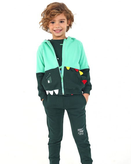 Pantalones jogger para niño en color verde con cordón ajustable