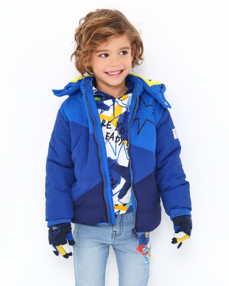 Parka técnica acolchada niño en azul con estrella estampada