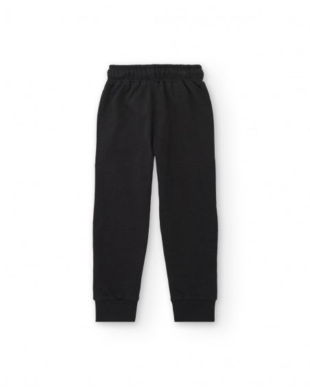 Pantalon long pour garçon noir avec imprimé skater collection Skater Life