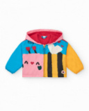 Coupe-vent multicolore avec un imprimé amusant et une capuche Happy Garden