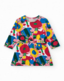 Robe en maille pour fille multicolore avec imprimé floral et taille élastique