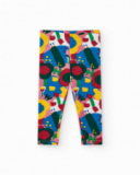 Leggings pour fille en rouge avec un imprimé floral éclatant Happy Garden