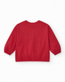 T-shirt en maille pour fille en rouge avec un détail brodé d'abeille Happy Garden