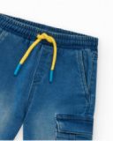 Pantalon en tissu pour garçon en bleu avec des détails cargo Happy Garden