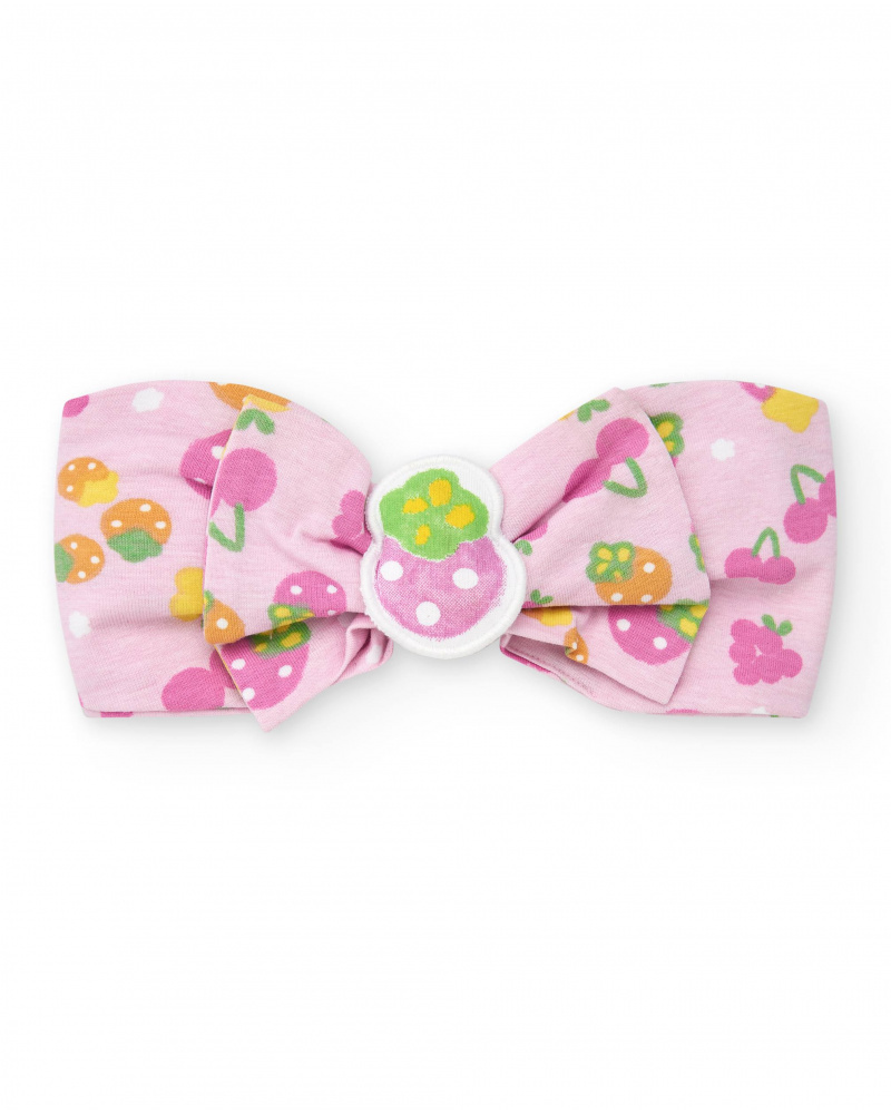 Diadema de punto para niña color lila con lazo