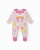 Pelele de punto para niña color rosa con estampado de mariposa
