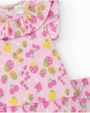Conjunto de punto para niña con vestido rosa estampado de frutas Conjunto de punto para niña con vestido rosa estampado de frutas