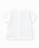 Conjunto de punto para niño con camiseta blanca y shorts rojos