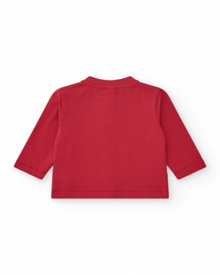 Chándal de felpa para niño de tres piezas con chaqueta roja
