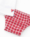 Conjunto para niña con blusa blanca de peces y braguita roja de