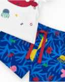 Conjunto para niña con camiseta blanca de ballena y pantalón