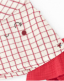 Conjunto para niña con blusa de cuadros y braguita roja con
