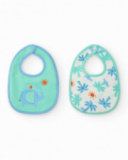 Pack de dos baberos para niño, uno verde con elefante y otro