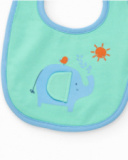 Pack de dos baberos para niño, uno verde con elefante y otro