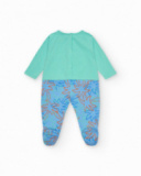 Pelele verde para niño con estampado de palmeras, elefante y sol