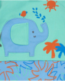 Pelele verde para niño con estampado de palmeras, elefante y sol