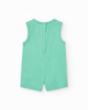 Pelele verde sin mangas para niño con estampado de elefante y