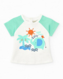 Conjunto para niño con camiseta blanca de estampado tropical y